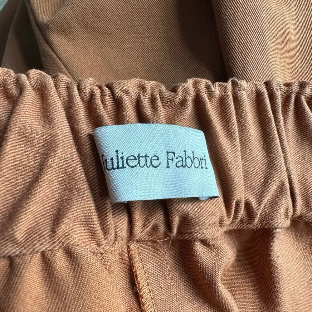 Juliette Fabbri Wide Leg Pleated Cotton Pants Rust Orange Size 1 / Small